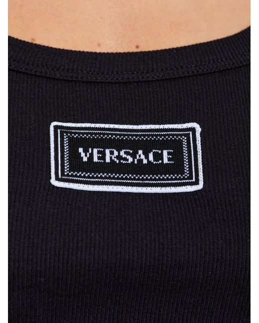 Versace Black Ribbed Sleeveless Top