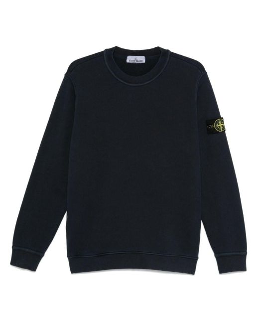 Felpa Con Applicazione Compass di Stone Island in Blue da Uomo