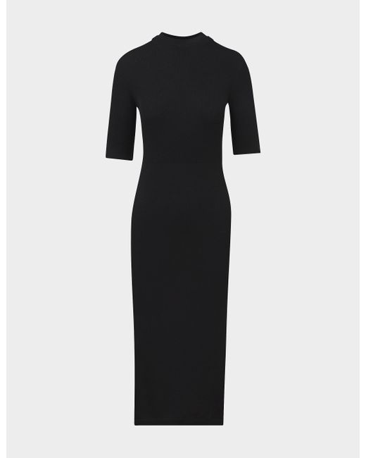 Calvin Klein Merino Midi Dress in Black | Lyst UK