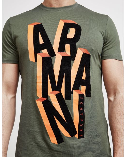 Lyst Armani Exchange Block Letter Short Sleeve Tshirt Green in Green