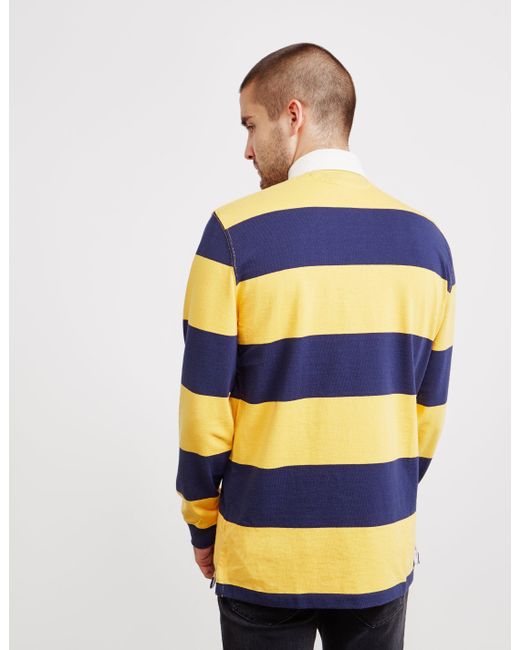 Polo Ralph Lauren Stripe Rugby Long Sleeve Polo Shirt Yellow in Yellow ...