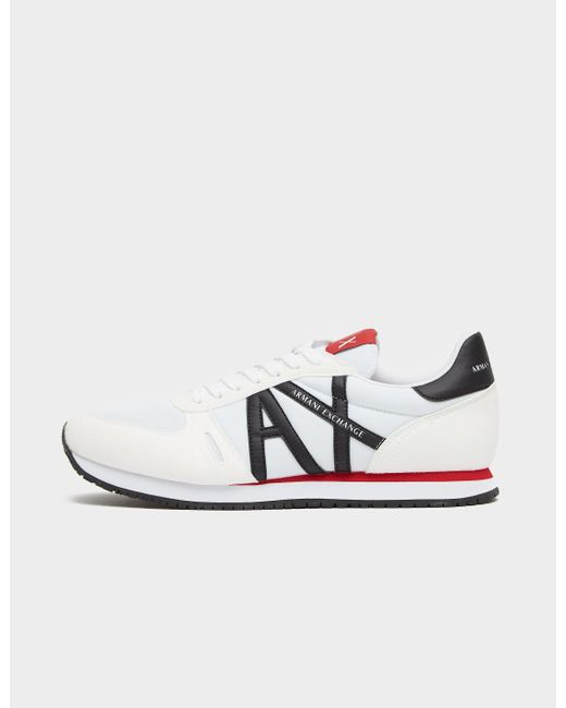 Armani Exchange Suede Ax Runners Trainers in White for Men | Lyst
