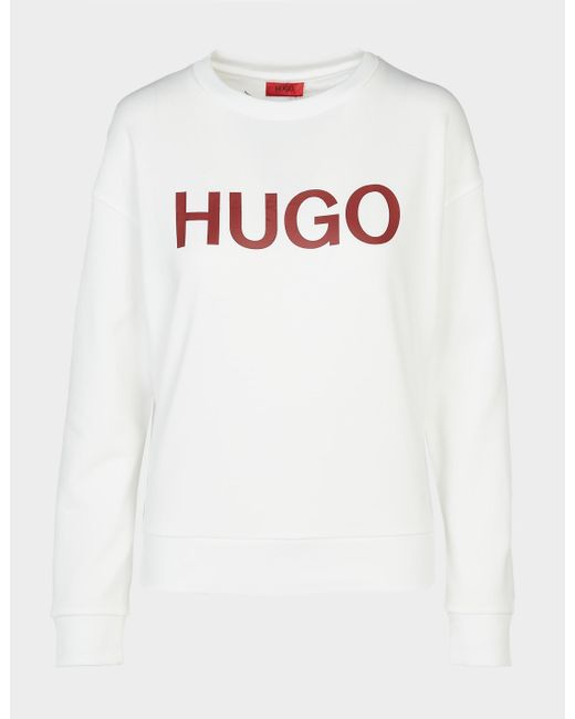 HUGO Nakra Logo Sweatshirt in White - Lyst