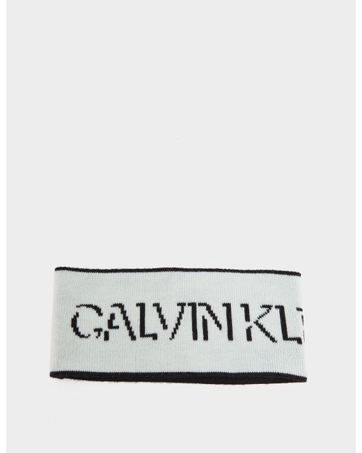 Calvin Klein Denim Shadow Headband in White - Lyst