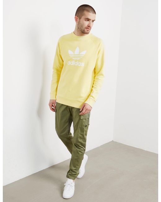 adidas Originals Cotton Mens Trefoil Crew Sweatshirt Yellow for Men | Lyst