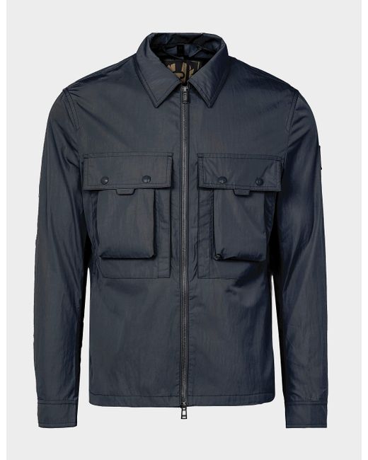 Belstaff Synthetic Tactical Crinkle Overshirt Blue for Men | Lyst