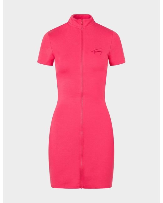 Tommy Hilfiger Denim Signature Zip Dress in Pink Lyst UK