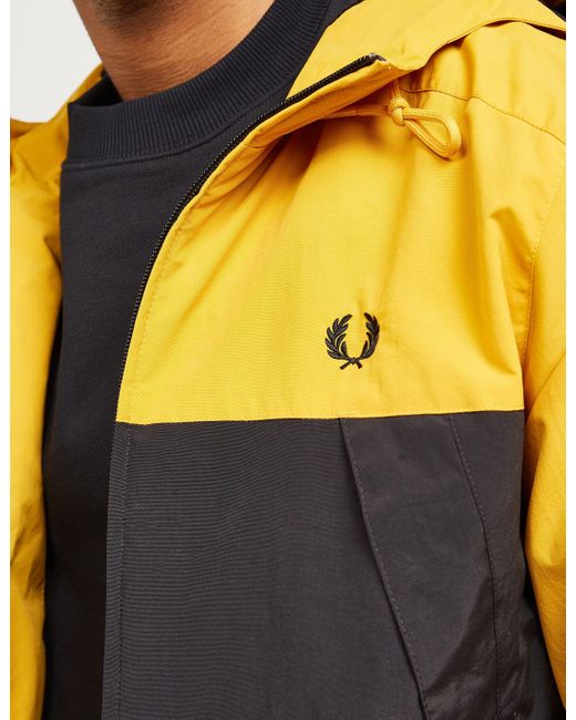Fred Perry Synthetic Colour Block Panel Jacket Yellow/black for Men - Lyst