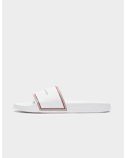 Tommy Hilfiger Synthetic Pool Slides in White for Men | Lyst