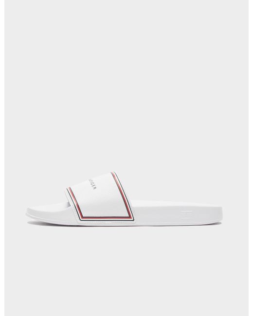 Tommy Hilfiger Synthetic Pool Slides in White for Men Lyst