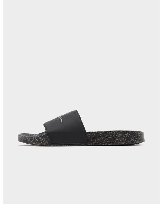Tommy Hilfiger Synthetic Signature Metallic Slides in Black | Lyst