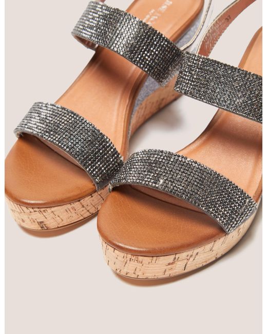 Ilse Jacobsen Womens Poppy Diamante Wedge Sandals Silver in Metallic | Lyst