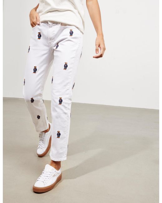 Polo Ralph Lauren Denim Cropped Bear Jeans - Online Exclusive White | Lyst  Canada