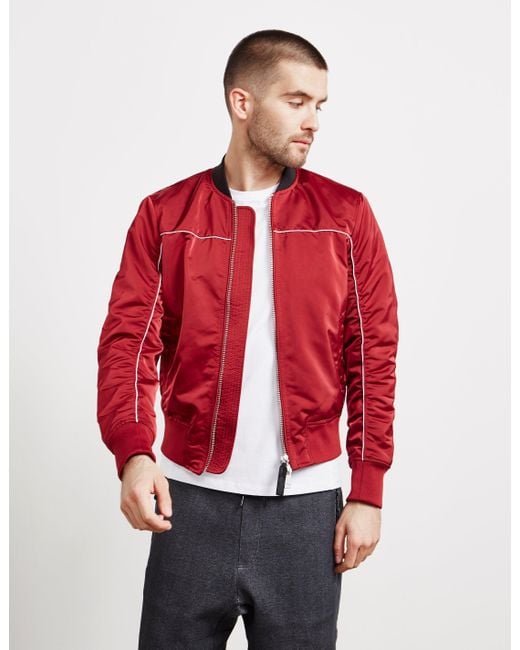 Armani Exchange Satin Bomber Jacket Red for Men | Lyst