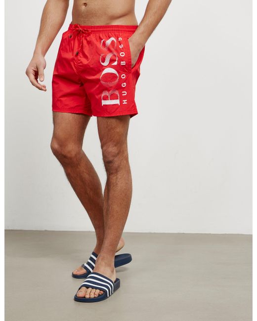HUGO BOSS Mens Octopus Swim Shorts Red 