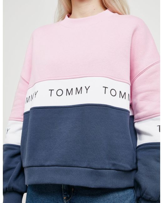 Tommy Hilfiger Colour Block Sweatshirt Pink | Lyst