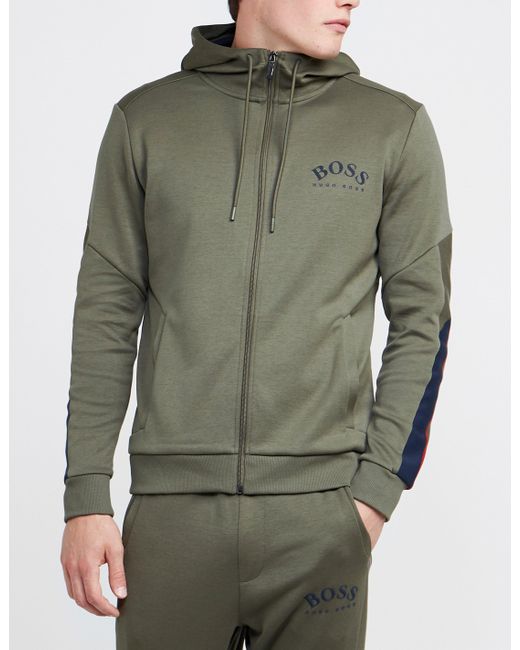 BOSS by HUGO BOSS Saggy Hatch Full Zip Hoodie Olive/olive in Green for Men  | Lyst