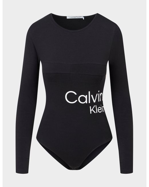 Calvin Klein Denim Corset Bodysuit in Black Lyst Canada