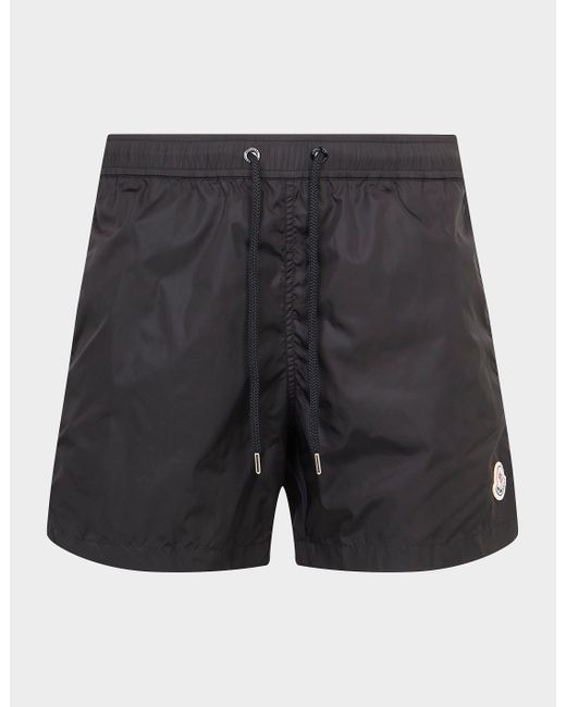 Moncler Synthetic Badge Swim Shorts in Black for Men - Lyst