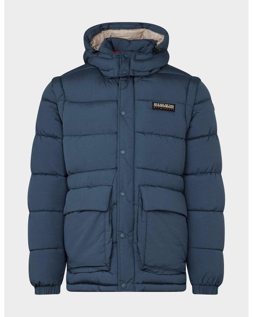 Napapijri Adjustable Chairlift Puffer Jacket in Blue for Men | Lyst