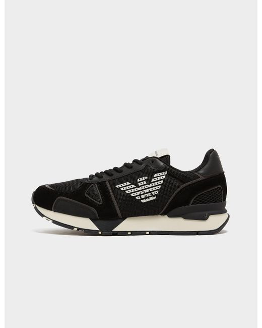 Emporio Armani Lace Eagle Logo Trainers in Black for Men | Lyst UK
