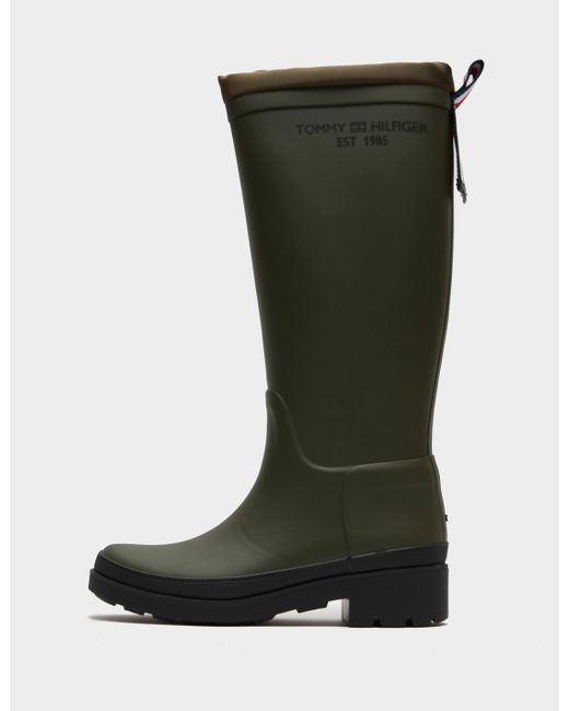 Tommy Hilfiger Synthetic Over Knee Rain Boots in Green | Lyst UK