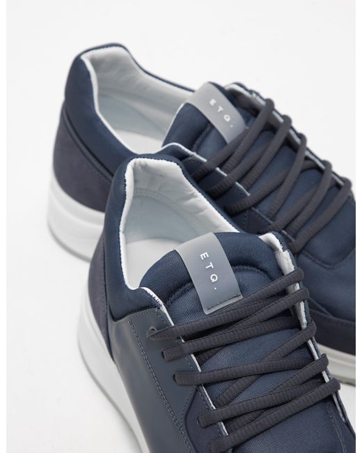 mens navy blue leather trainers