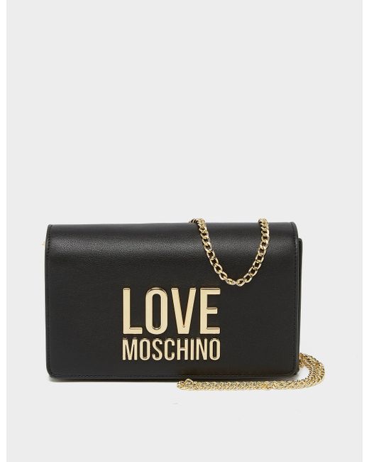 Love Moschino Letter Chain Flap Bag in Black - Lyst