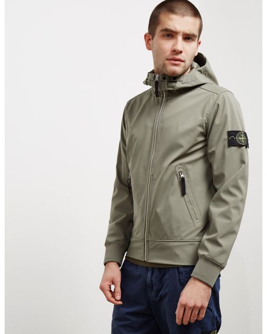 Stone island soft shell olive green sale