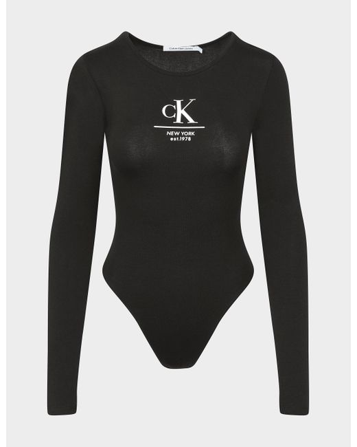 Calvin Klein Label Bodysuit in Black Lyst