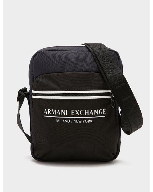 Armani Exchange Block Colour Crossbody Bag Multi in Blue/Black (Black ...