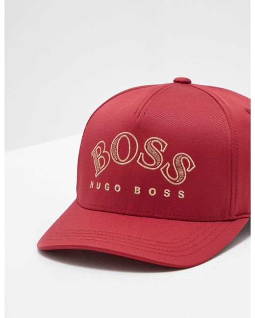 HUGO BOSS Curved Logo Cap Burgundy 