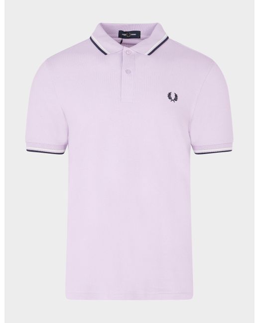 Fred Perry Cotton Twin Tipped Polo Shirt Multi In Purpleblue Purple 