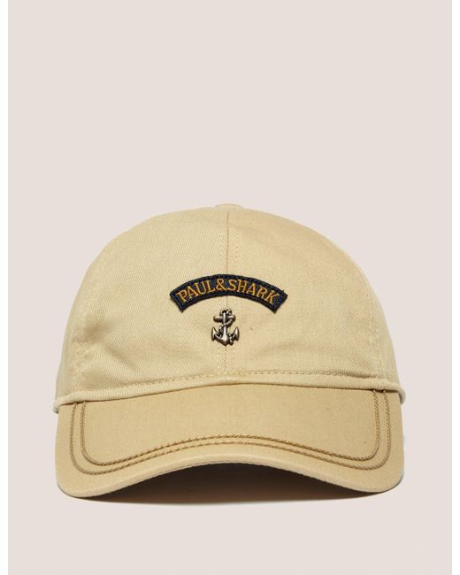 Paul \u0026 Shark Mens Anchor Cap Beige in 