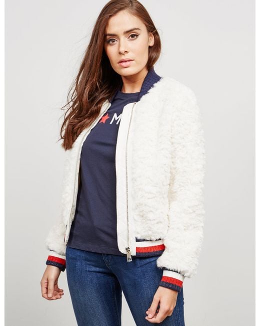 tommy hilfiger fur bomber jacket