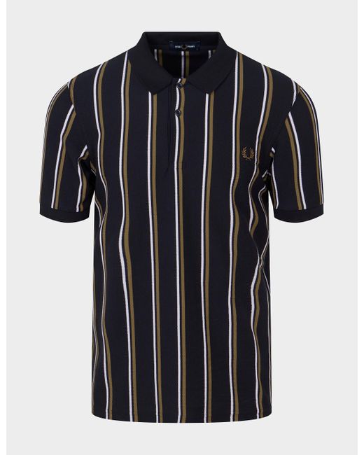 Fred Perry Cotton Vertical Stripe Polo Shirt Exclusive Blue for Men