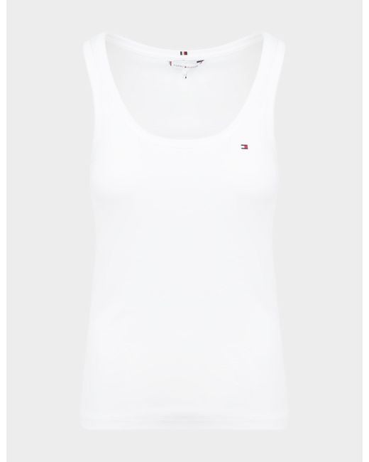 Tommy Hilfiger Cotton Slim Ribbed Tank Top in White Lyst UK