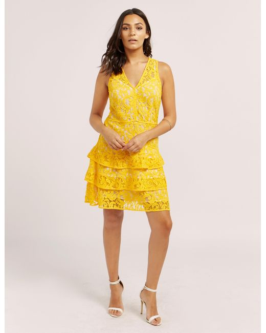 MICHAEL Michael Kors Synthetic Midi Dress in Yellow Womens Clothing Dresses Casual and day dresses 