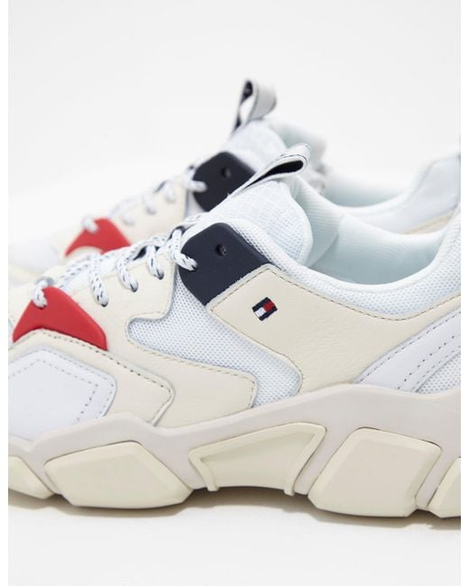 tommy hilfiger chunky mixed textile trainers