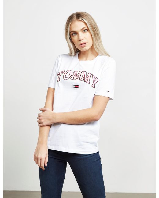 Tommy Jeans White Logo Short Sleeved T-Shirt 
