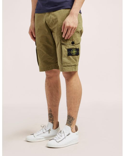 Stone Island Mens Cargo Shorts Khaki in 