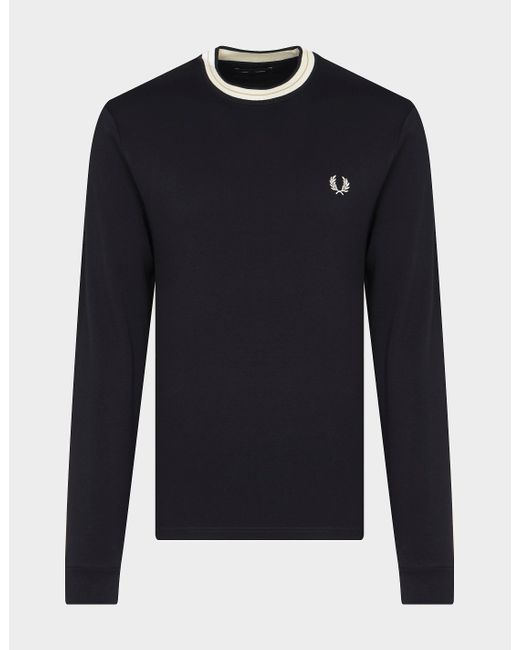 Fred Perry Cotton Tramline T-shirt Blue for Men | Lyst