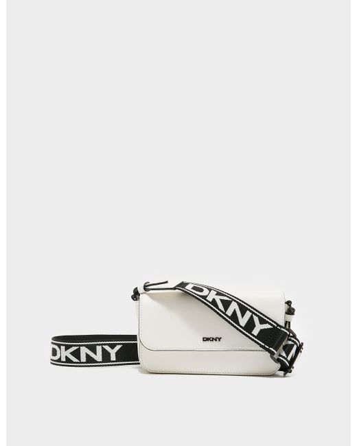 DKNY Leather Winona Logo Strap Crossbody Bag in White Lyst