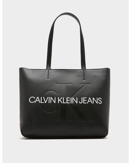 Calvin Klein Monogram Tote Bag in Black | Lyst