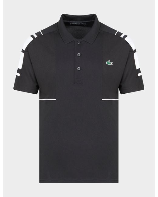 Lacoste Tennis Panel Polo Shirt in Black for Men | Lyst