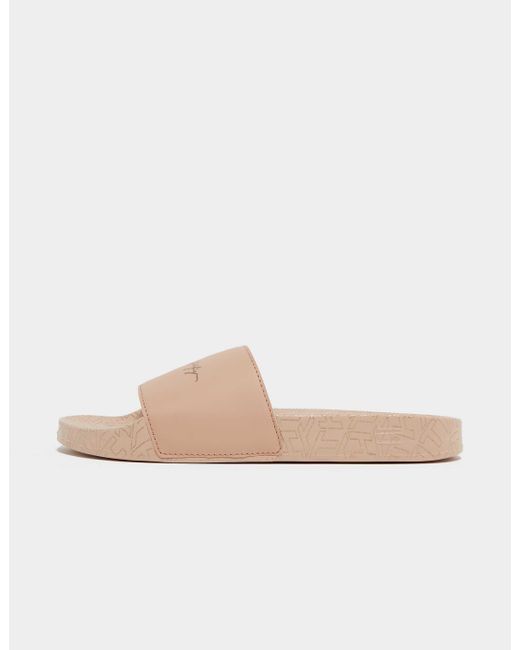 Tommy Hilfiger Synthetic Signature Metallic Slides in Pink | Lyst