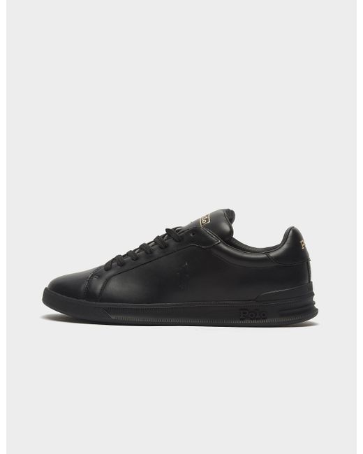 Polo Ralph Lauren Leather Heritage Court Trainers in Black for Men | Lyst