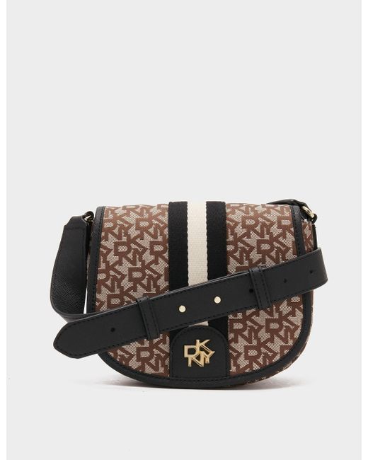 DKNY Synthetic Carol Logo Saddle Bag in Brown Lyst Canada