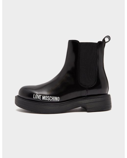 Love Moschino Small Logo Chelsea Boot in Black | Lyst Canada