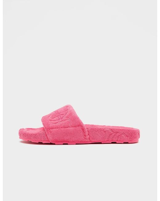 Juicy Couture Cotton Monogram Jacquard Towelling Slides in Pink Lyst UK